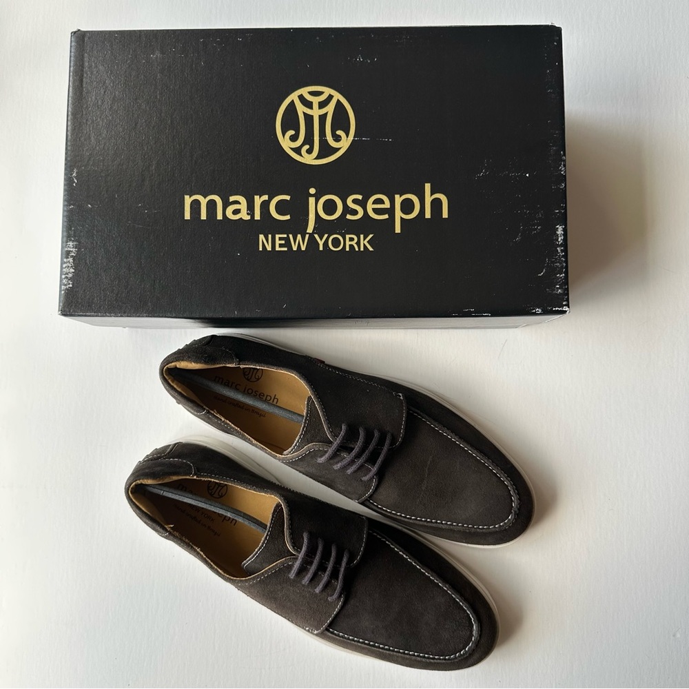 NWT Marc Joseph New York Clark Street Derby Brown Suede Men's Shoes